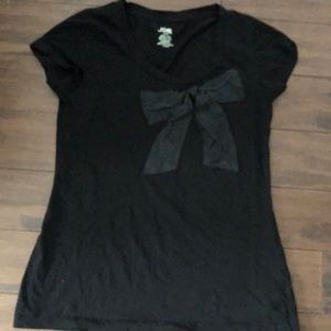 Joe fresh, black top with bow, size M